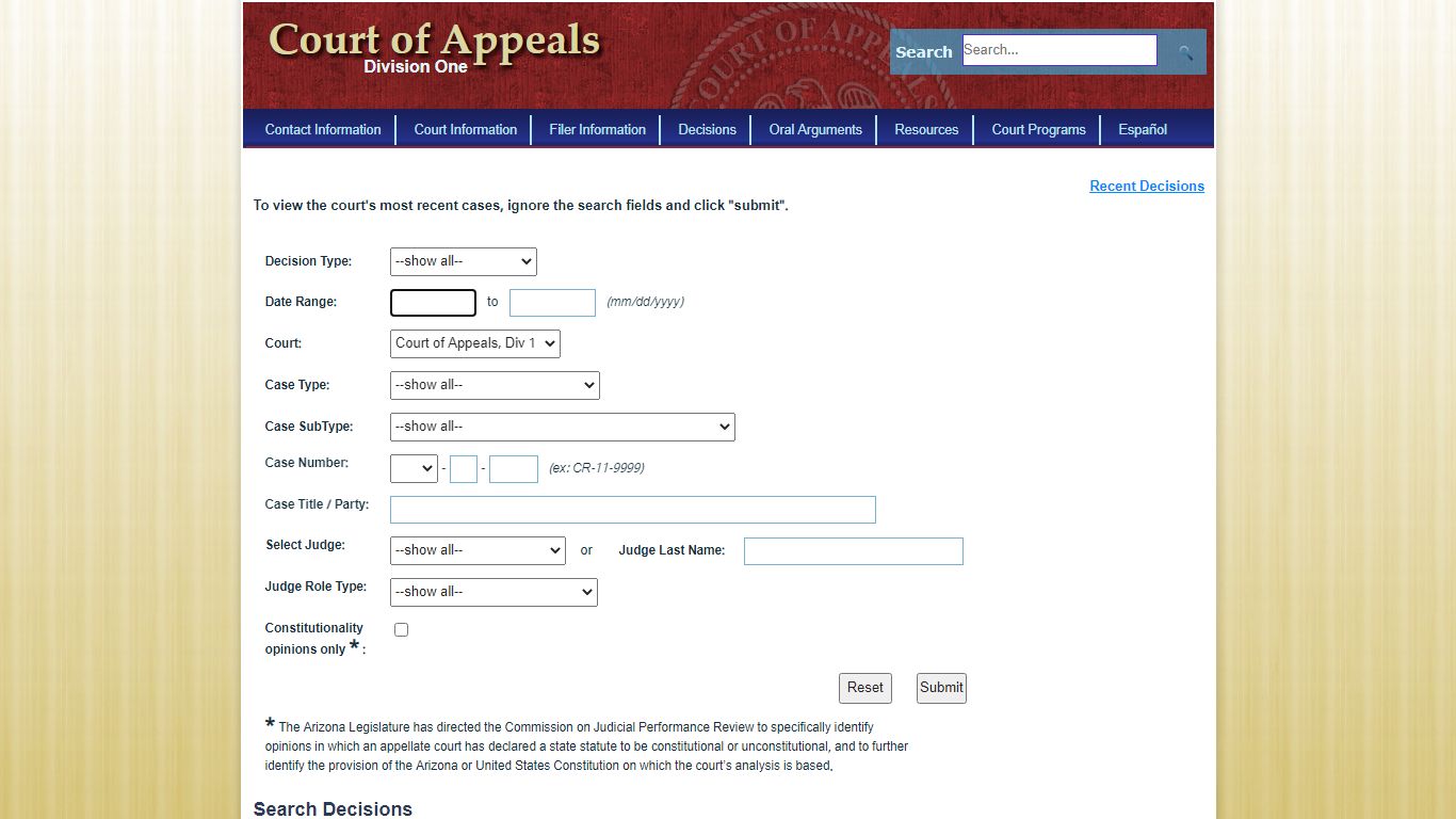 Search Decisions - Arizona Judicial Branch