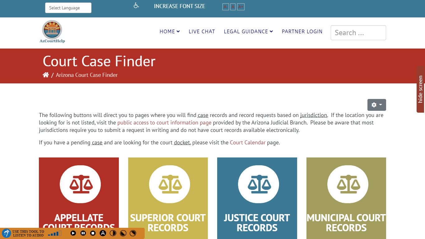 Arizona Court Case Finder - AzCourtHelp